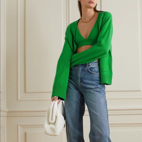 ❌ SOLD ❌ Lisa Yang Cashmere Cardigan and Bralette Set in Green - Picture 2 of 11